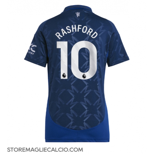 Manchester United Marcus Rashford #10 Maglia Gara Trasferta Repliche 2024-25 Donna Maniche Corte Manchester United Marcus Rashford #10 Maglia Gara Trasferta Repliche 2024-25 Donna Maniche Corte